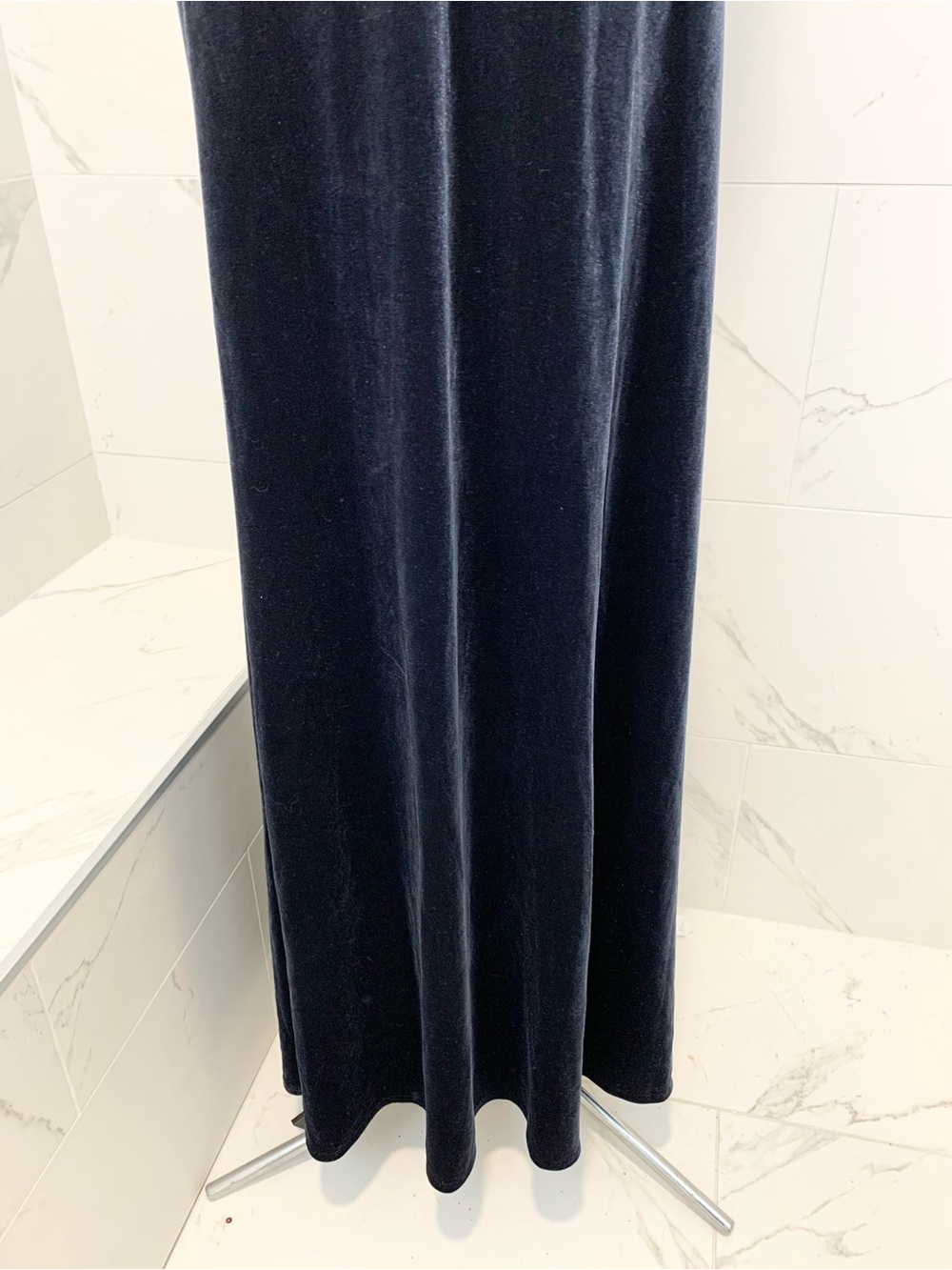 Jenny Yoo Dress V-Neck Navy Velvet Evening Gown 12 - Picture 7 of 15